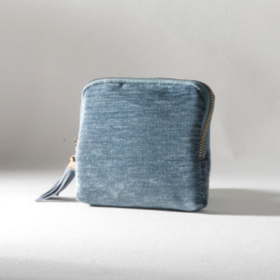 Velvet Cosmetic Bag with Tassel | Zippered Travel Pouch Canada