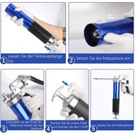 Heavy duty grease gun pistol grip design with ergonomic rubberized handle for comfortable operation