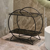 Double-Layer Bathroom Storage Organizer | Marble Caddy with Metal Frame — view 3