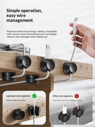 Cable Organizer Desktop Data Cable Holder | 360° Rotating | 6-Pack — view 4