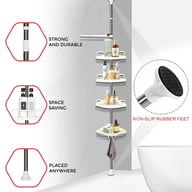 4 Tier Telescopic Bathroom Wall Corner Shelf Rack Shower Caddy Storage Organizer — view 10
