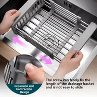 Adjustable Immersion Sink Dish Drying Rack With Stainless Steel Drain Basket - Portable And Retractable Space-Saving Fruit And Vegetable Solution(UPS/UPS logistics delivery supports self-pickup) — view 17