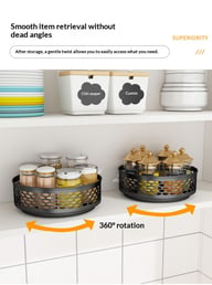 Rotating Spice Rack Carbon Steel Floor-Standing Kitchen Shelf — view 16