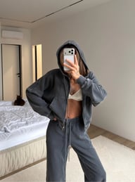 Womens Washed Hoodie Two-piece Set — view 19