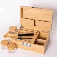 Velvet-lined jewelry organizer displaying rings, earrings, and necklaces