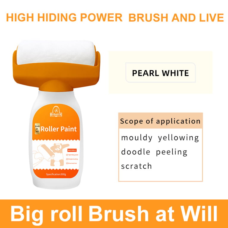 Orange roller paint bottle with integrated applicator ready for use