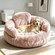Plush Round Pet Bed with Backrest | Cozy Winter Dog Mat — view 1