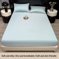 Summer Solid-Color Ice Silk Fitted Sheet | Cooling Bedding Canada — view 7