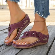 Fashionable Floral Slip-On Wedge Outdoor Sandals For Women — view 19
