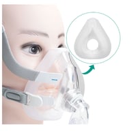Silicone respirator pad showing hypoallergenic material and adhesive backing