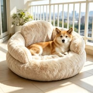 Plush Round Pet Bed with Backrest | Cozy Winter Dog Mat — view 5