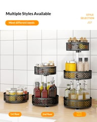Rotating Spice Rack Carbon Steel Floor-Standing Kitchen Shelf — view 11