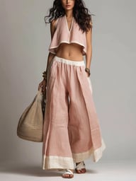 Casual Chic Sleeveless V-Neck Crop Top & Wide-Leg Pants Set — view 13