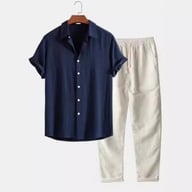 Casual Loose-fit Beach Set | Four-way Stretch Short-sleeve Shirt & Shorts — view 10