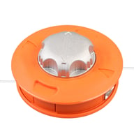 Orange universal petrol trimmer head replacement with silver bump knob mechanism