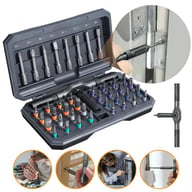 42-in-1 magnetic ratchet screwdriver set with various application examples