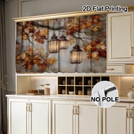 Autumn Thanksgiving Halloween Kitchen Storage Rack Decorative Curtain With Rod — view 9