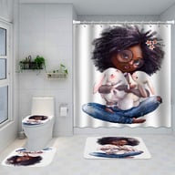 Artistic Shower Curtain 4-Piece Set with Bath Mats | Captain Fam — view 15