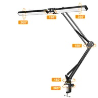 Double-Head LED Desk Lamp with Swing Arm Clamp | Dimmable — view 12