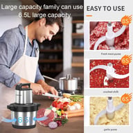 Family using 6.5L electric meat grinder for meal preparation