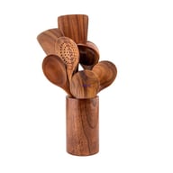 Acacia Wood Cooking Utensil Set with Holder | Natural Kitchen Tools — view 7