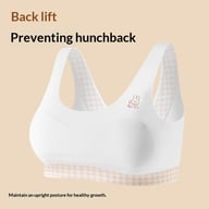 Close-up of white training bra with removable cotton chest pad