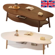 Cloud-shaped coffee table with lower storage shelf, minimalist design