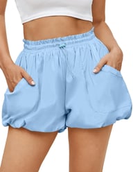Women's High Waisted Bubble Shorts | Summer Casual Workout Puffy Shorts — view 8