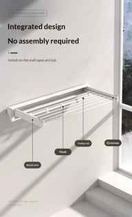 Wall-Mounted Folding Clothes Drying Rack | Space-Saving Design — view 12