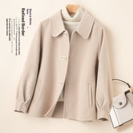 Short Doll-Collar Double-Faced Wool Coat for Women | Canadian — view 4