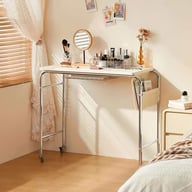 Simple Office and Bedroom Computer Desk Organizer with Wheels — view 2