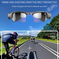 Cyclist's POV recorded by WiFi-enabled smart glasses camera on open road