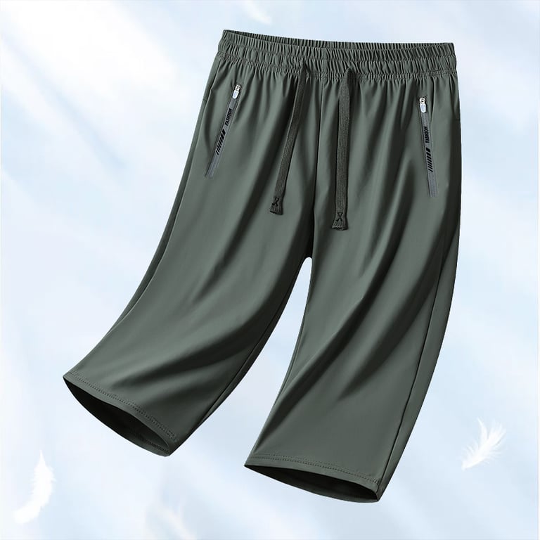 Close-up detail of reinforced stitching and zippered pocket on ice silk pants