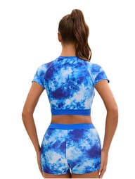Women's Two-Piece High-Waist Swimsuit | Tie-Dye Crop Top & Shorts — view 8