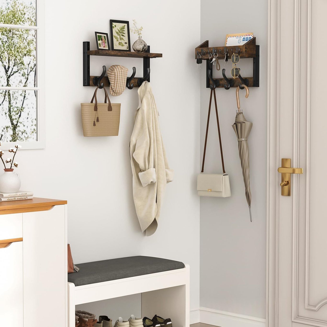 Wooden Wall-Mounted Rack for Entryway Door | Home & Kitchen Storage