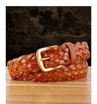 Vintage Woven Vegetable-Tanned Leather Belt — view 17