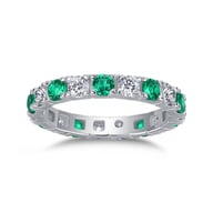 S925 Silver Platinum Eternity Ring | Green & White Gemstone Stackable — view 5