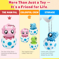3PCS Dinosaur Egg Clicker Keychain Set | Cute Desk Organizer Fidget Charms — view 5