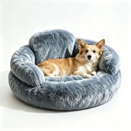 Plush Round Pet Bed with Backrest | Cozy Winter Dog Mat — view 7