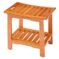 18-Inch Solid Wood Bathroom Stool with Shelf | Shower & Vanity — view 11