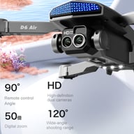 D6 Air Drone close-up showing dual HD cameras and LED navigation lights