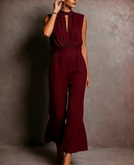 Elegant Sleeveless Two-Piece Set for Women | Wide-Leg Cropped Pants — view 15