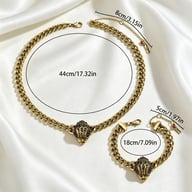 Vintage Antique Eagle Head Necklace Bracelet Set Women 2Pcs Jewelry Set For Daily Dating Banquet Party Occasions — view 7