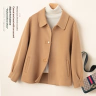 Short Doll-Collar Double-Faced Wool Coat for Women | Canadian — view 2
