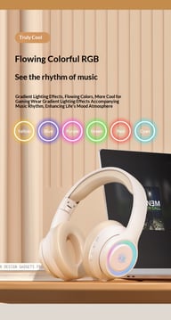 Fashionable On-Ear Bluetooth Wireless Headphones with RGB Lighting — view 18