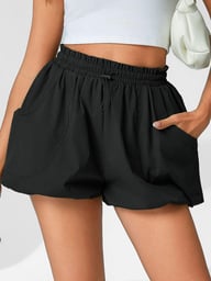 Women's High Waisted Bubble Shorts | Summer Casual Workout Puffy Shorts — view 12