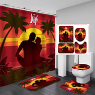Artistic Shower Curtain 4-Piece Set with Bath Mats | Captain Fam — view 14