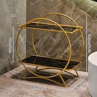 Double-Layer Bathroom Storage Organizer | Marble Caddy with Metal Frame — view 6