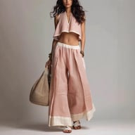 Casual Chic Sleeveless V-Neck Crop Top & Wide-Leg Pants Set — view 4
