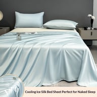 Summer Cooling Ice Silk Bed Sheet Set | Home & Kitchen Luxury Bedding — view 11